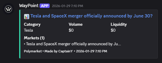 Example New Market Alert